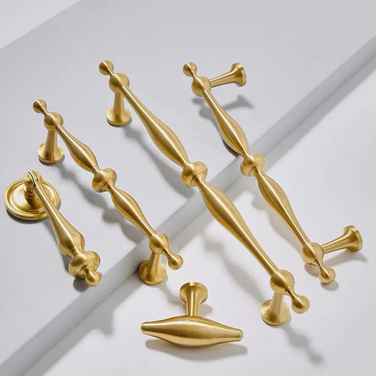 New Brass Cabinet Handles – Modern T-Bar Pulls and Drawer Knobs for Kitchen and Wardrobe