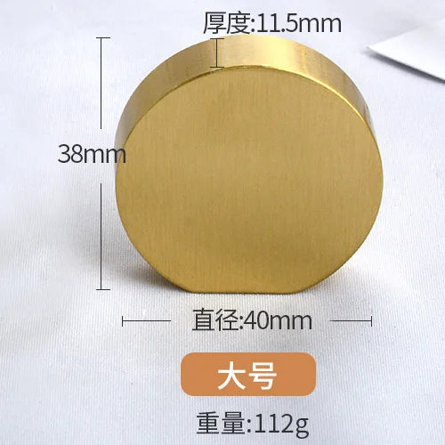 Modern Pure Brass Cabinet Handles - Single Hole Brushed Gold Drawer Knobs for Kitchen and Wardrobes