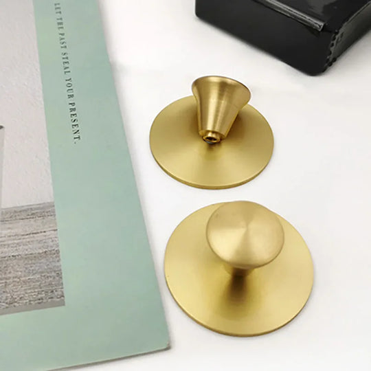 Single Hole Brass Knobs with Round Mat – Gold Cabinet and Drawer Pulls for Furniture (21mm/25mm)