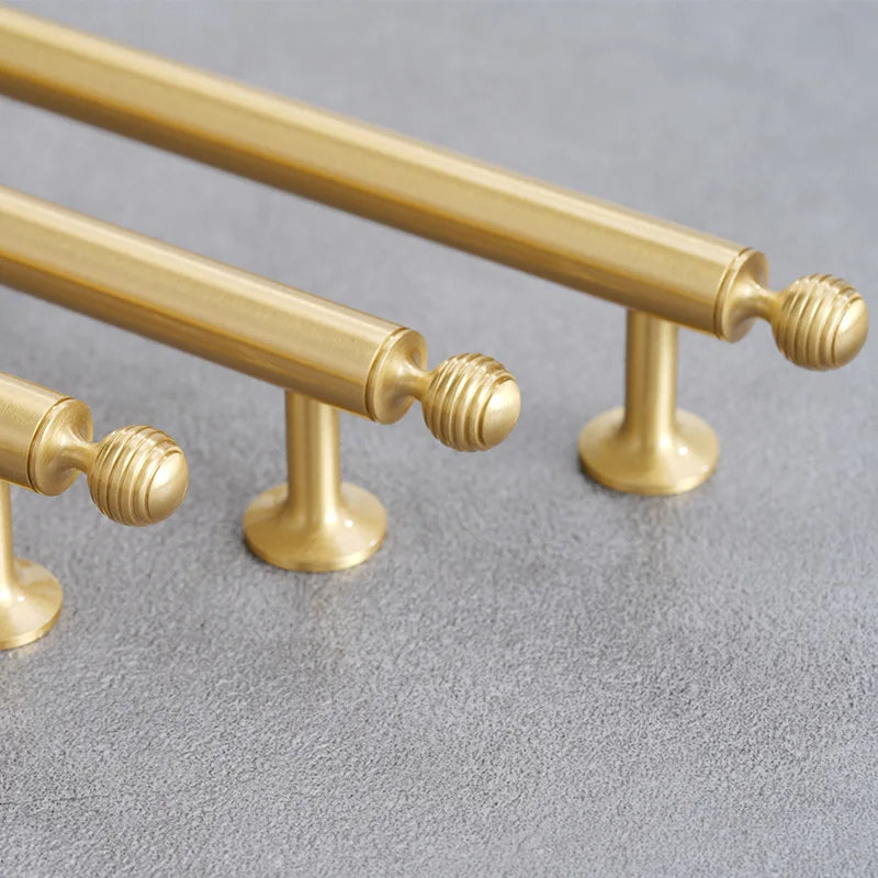 Satin Brushed Gold Brass Cabinet Handles – Modern Wardrobe and Drawer Knobs with French Style