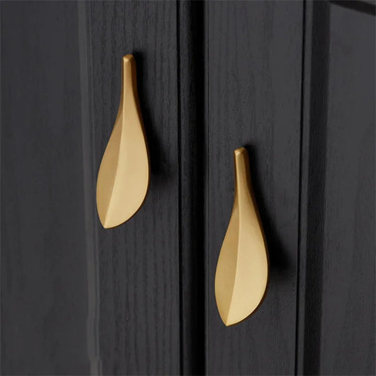 Golden Leaf Drawer Handles - Zinc Alloy Light Luxury Cabinet Knobs for Furniture