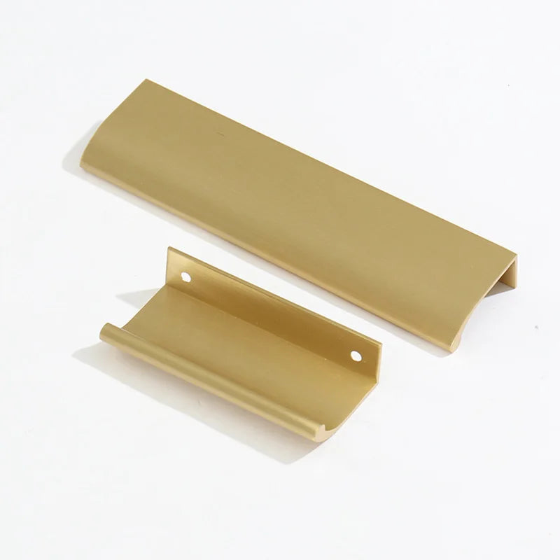 Long Hidden Brass Handle Invisible Solid Brass Pull for Kitchen Cabinet Gold Drawer Knobs Furniture Door Handles