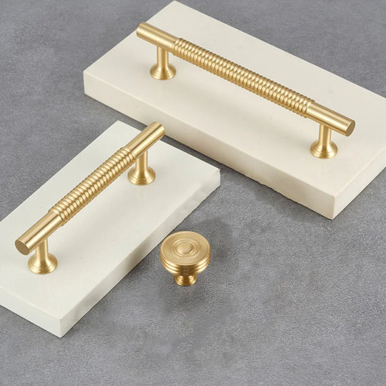 Textured Brass Handles – Golden Cabinet Pulls and Wardrobe Bar Handles (50mm-300mm)