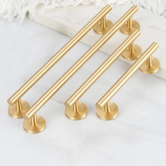 France Satin Gold Cabinet Handles – Solid Brass Kitchen Drawer Knobs and Door Pulls (130mm-510mm)