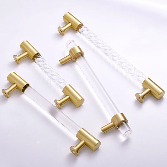 Transparent Acrylic Furniture Handles – Brass Cabinet Pulls and Wardrobe Knobs