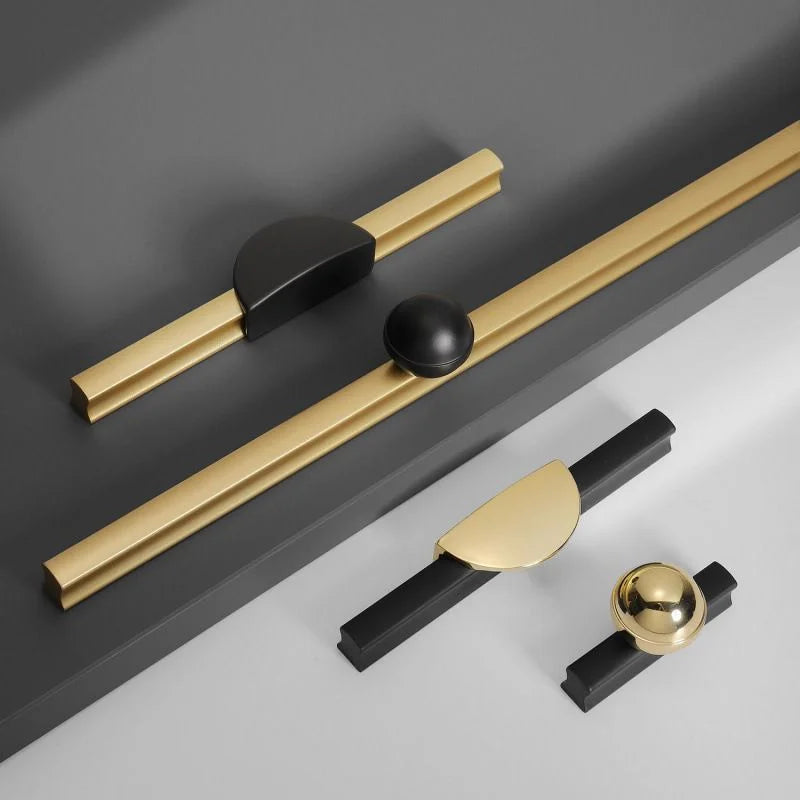 Black and Gold Cabinet Pulls - Double Color Aluminum Zinc Alloy Handles for Wardrobes and Kitchens