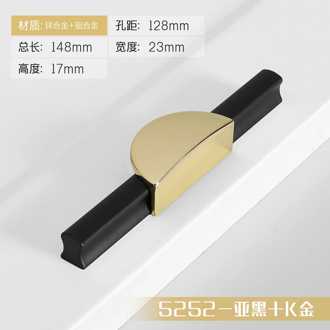 Black and Gold Cabinet Pulls - Double Color Aluminum Zinc Alloy Handles for Wardrobes and Kitchens