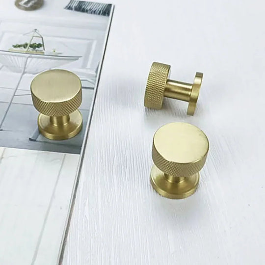 Knurled Brass Drawer Knobs – Textured Cabinet Handles and Furniture Pulls for Wardrobes