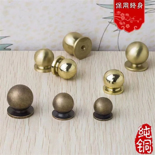 Solid Brass Ball Cabinet Knobs - Vintage Single-Hole Wardrobe and Drawer Handles