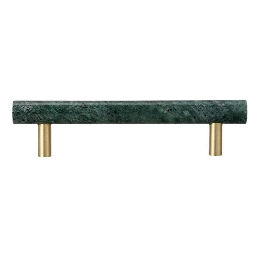 Green and White Marble Cabinet Handle – Luxury Natural Stone Drawer Pulls with Brass Base (50mm-200mm)