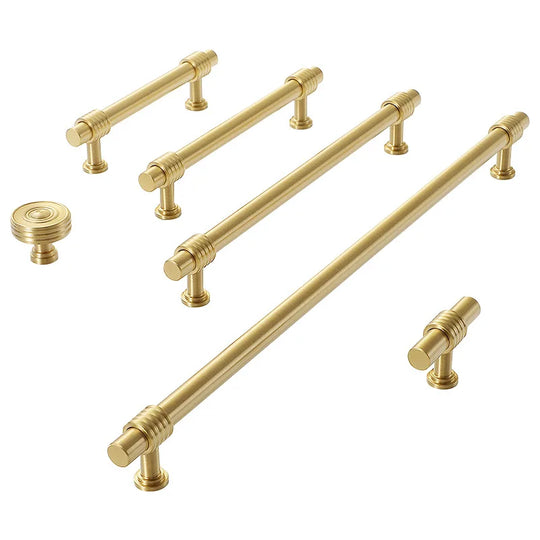 Satin Gold Furniture Handle – Solid Brass Cabinet Knobs and Drawer Pulls (50mm-358mm)