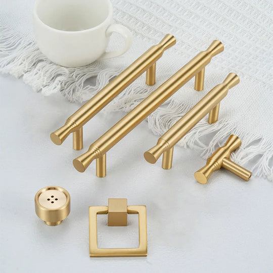 Solid Brass Kitchen Cabinet Handles – Modern Bar Pulls for Drawers and Wardrobes