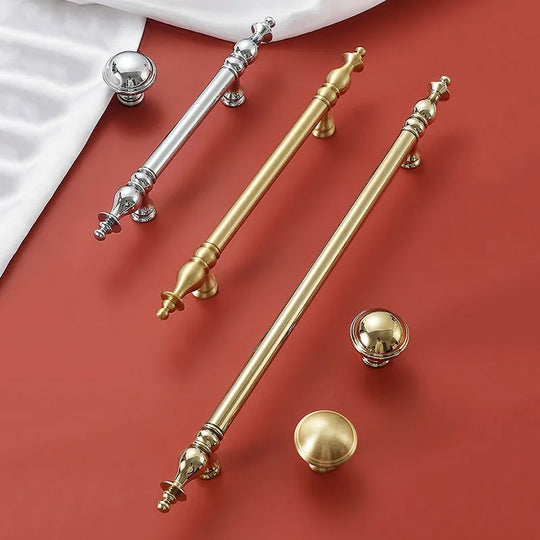 Chrome Brass Polished Gold Furniture Handle Modern Cabinet Pulls Wardrobe Cupboard Drawer Bar Knobs