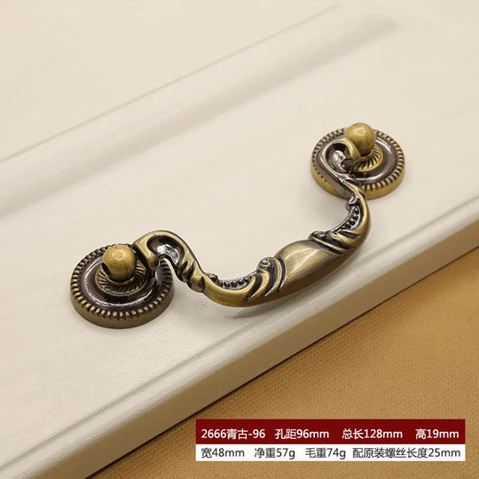 Retro Bronze Cabinet Handles - Antique Metal Kitchen Door Pulls and Wardrobe Knobs, 128mm