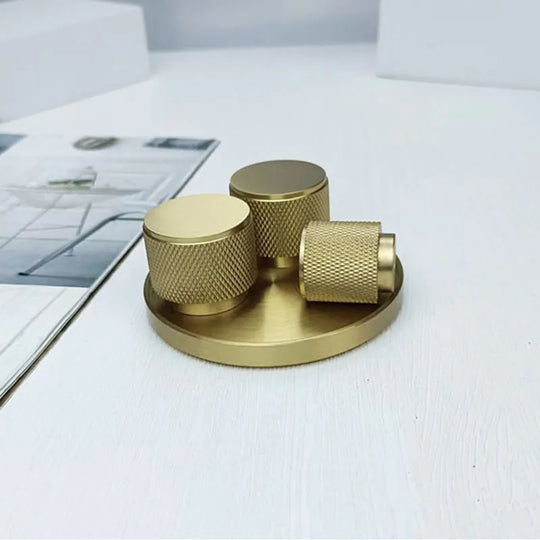 Knurled Gold Brass Cabinet Knobs – Drawer Knobs and Wardrobe Handles for Kitchen and Furniture