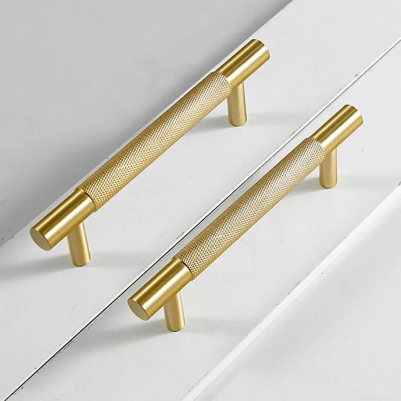 Brass Textured Cabinet Handles – Knurled Wardrobe Pulls and Drawer Knobs for Chest Drawers