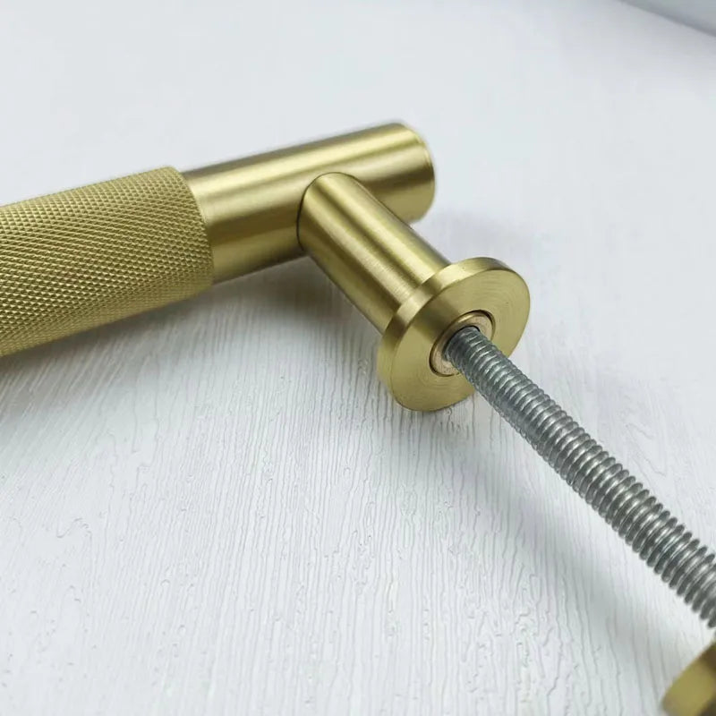 52cm Brass Knurled Door Handle – Gold Sliding Glass Door Pulls for Store, Barn, and Shower Room