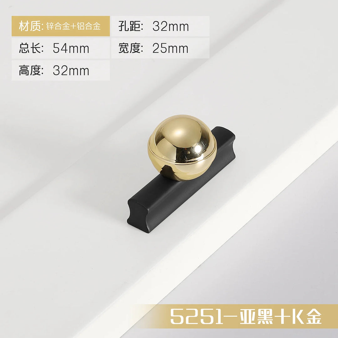 Black and Gold Cabinet Pulls - Double Color Aluminum Zinc Alloy Handles for Wardrobes and Kitchens