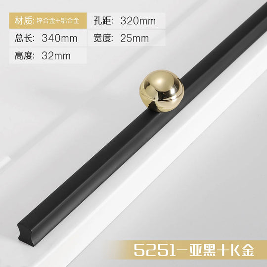 Black and Gold Cabinet Pulls - Double Color Aluminum Zinc Alloy Handles for Wardrobes and Kitchens