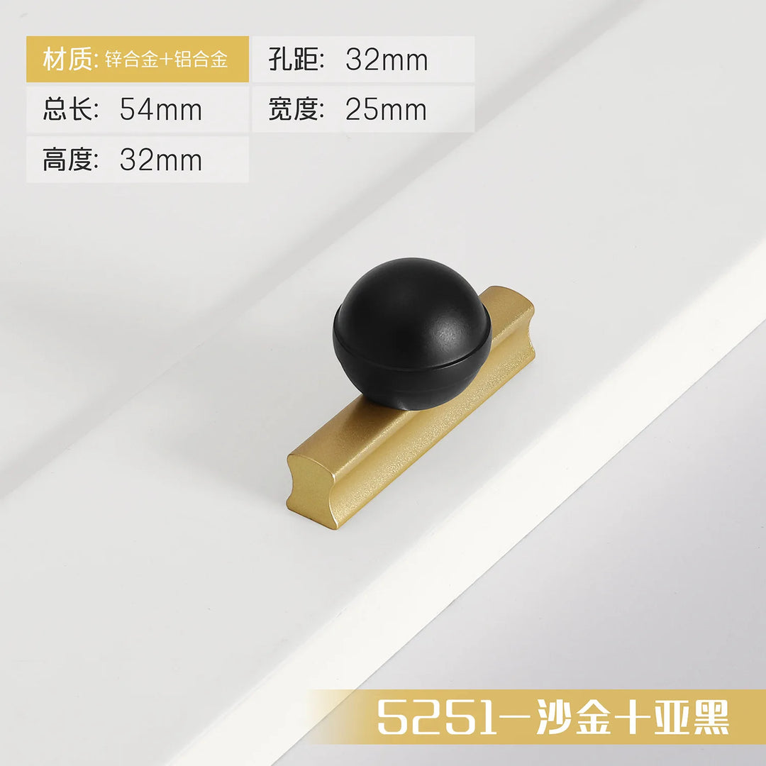 Black and Gold Cabinet Pulls - Double Color Aluminum Zinc Alloy Handles for Wardrobes and Kitchens