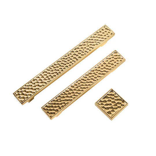 24K Gold and Hammered Brass Furniture Handles – Textured Cabinet Knobs and Pulls in Antique Silver and Old-Silver Finishes