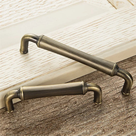 Retro Bronze and Black-Red Cabinet Handles - Nordic Square Zinc Alloy Pulls for Wardrobes and Furniture