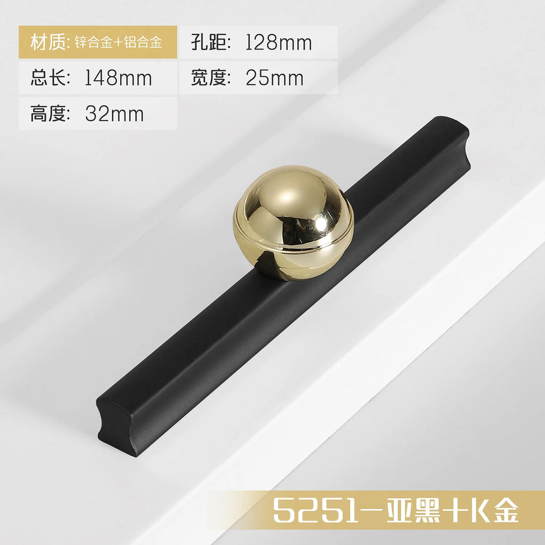 Black and Gold Cabinet Pulls - Double Color Aluminum Zinc Alloy Handles for Wardrobes and Kitchens