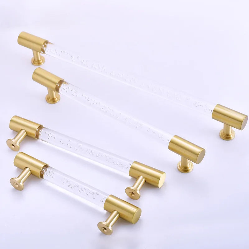 Transparent Acrylic Furniture Handles – Brass Cabinet Pulls and Wardrobe Knobs