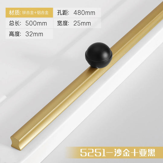 Black and Gold Cabinet Pulls - Double Color Aluminum Zinc Alloy Handles for Wardrobes and Kitchens