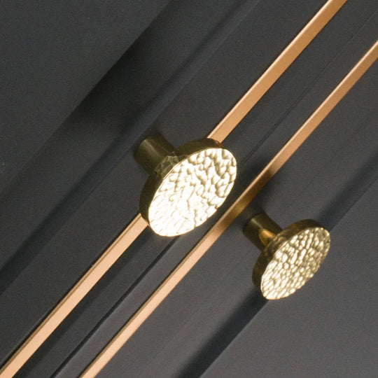 Nordic Handmade Brass Hammered Cabinet Handles – High-End Pulls for Drawers, Wardrobes, and Kitchen Furniture