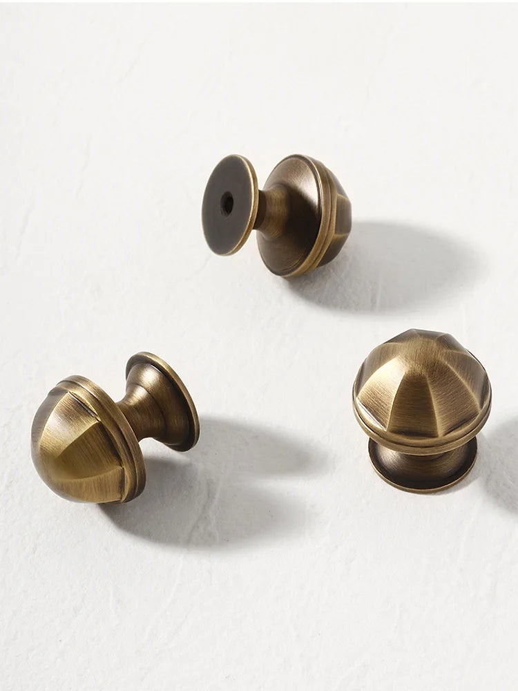 Solid Brass Octagonal Cabinet Knobs – Antique Gold Drawer and Wardrobe Handles