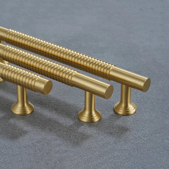 Textured Brass Handles – Golden Cabinet Pulls and Wardrobe Bar Handles (50mm-300mm)