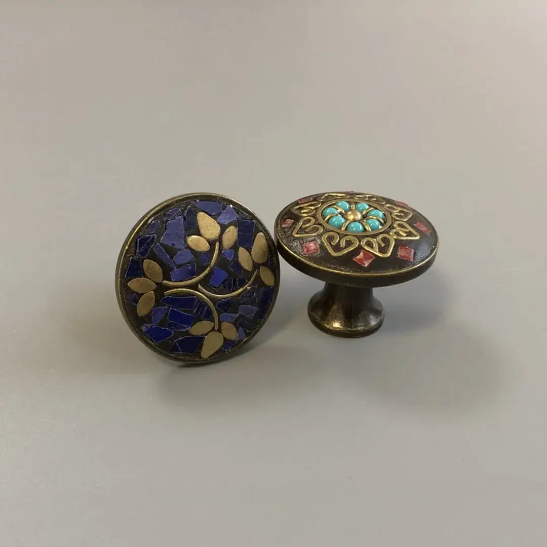 Ethnic Style Brass Art Handles – Vintage Cabinet and Drawer Pulls with Nepalese Craftsmanship