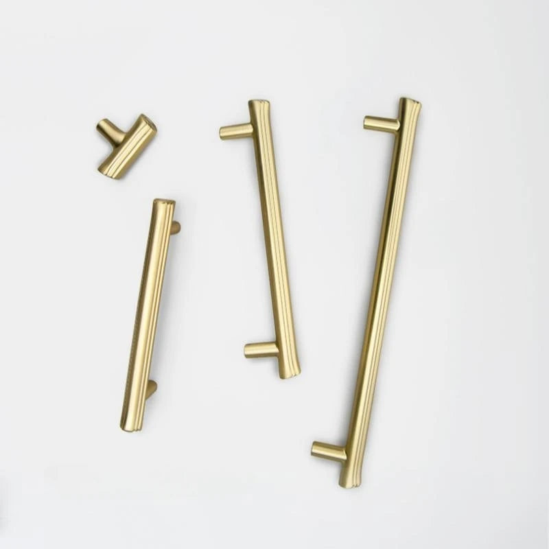 Modern Brushed Gold Cabinet Handles - Zinc Alloy Drawer Pulls for Kitchen and Furniture