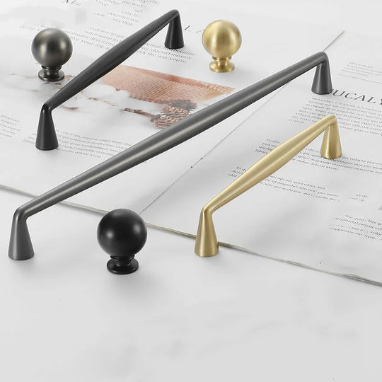 Brass Gold, Black, and Gray Cabinet Handles – Nordic Wardrobe Knobs and American Bar Pulls