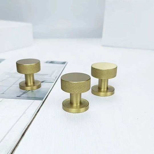 Knurled Brass Drawer Knobs – Textured Cabinet Handles and Furniture Pulls for Wardrobes