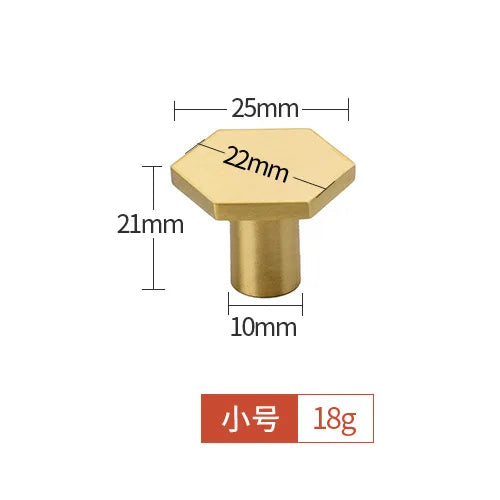 Modern Pure Brass Cabinet Handles - Single Hole Brushed Gold Drawer Knobs for Kitchen and Wardrobes