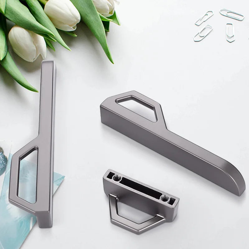 Gold and Pearl Grey Cabinet Handles - Modern Zinc Alloy Pulls for Kitchen and Furniture