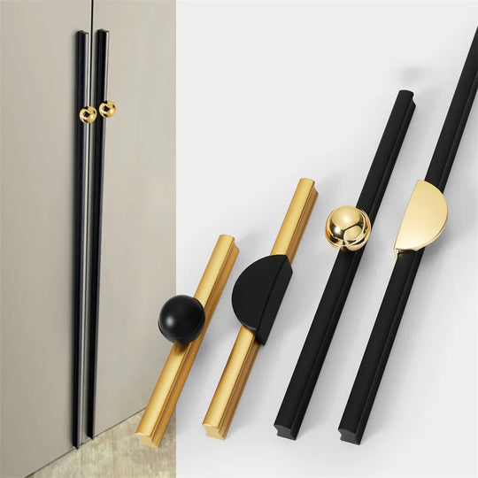 Black and Gold Cabinet Pulls - Double Color Aluminum Zinc Alloy Handles for Wardrobes and Kitchens