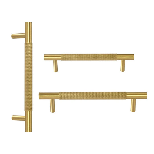 Brass Textured Cabinet Handles – Knurled Wardrobe Pulls and Drawer Knobs for Chest Drawers