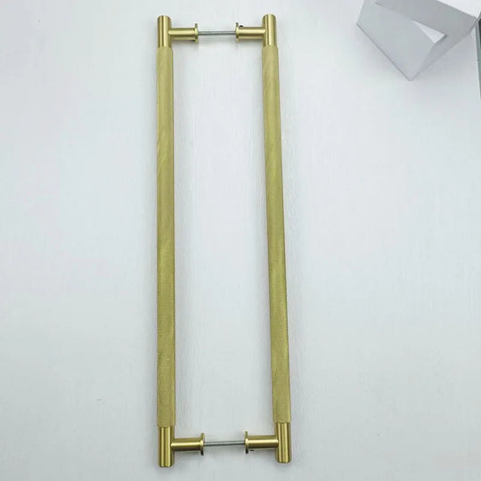 52cm Brass Knurled Door Handle – Gold Sliding Glass Door Pulls for Store, Barn, and Shower Room