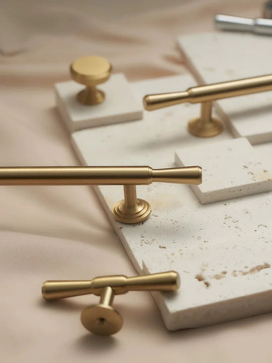 Brushed Gold Brass Cabinet Handles – Modern Knobs and Bar Pulls (50mm-280mm)