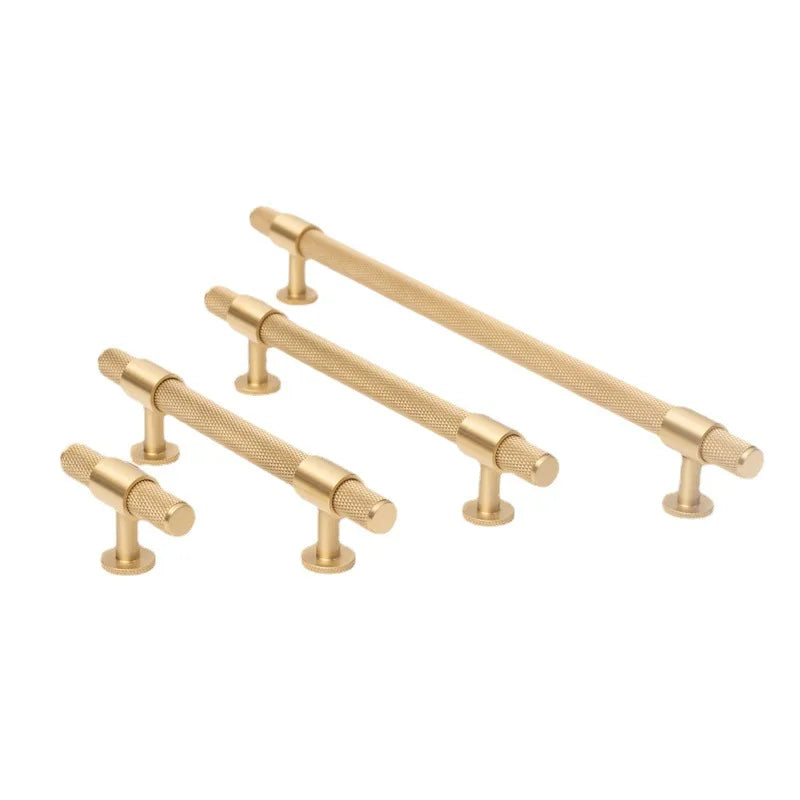 Knurled Brass Handles – Modern Kitchen Cabinet Pulls and Wardrobe Knobs (28mm-278mm)