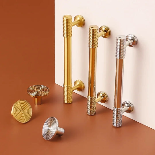 Gold, Chrome, Polished Gold Spiral Deco Furniture Handles – Modern Kitchen Cabinet and Wardrobe Pulls