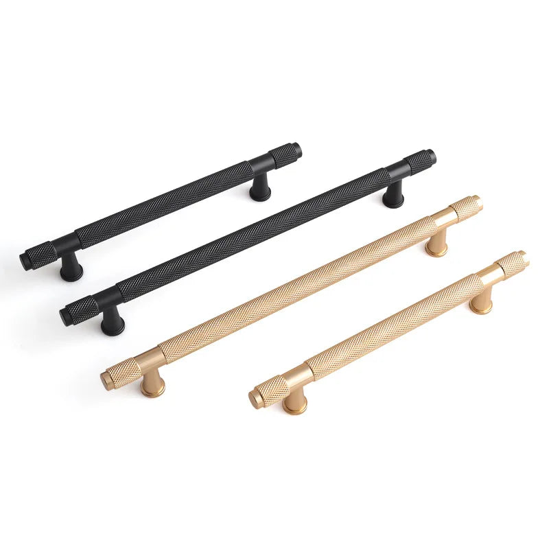 Black and Gold Knurled Cabinet Handles – Modern Cupboard Drawer Pulls for Kitchen and Wardrobe