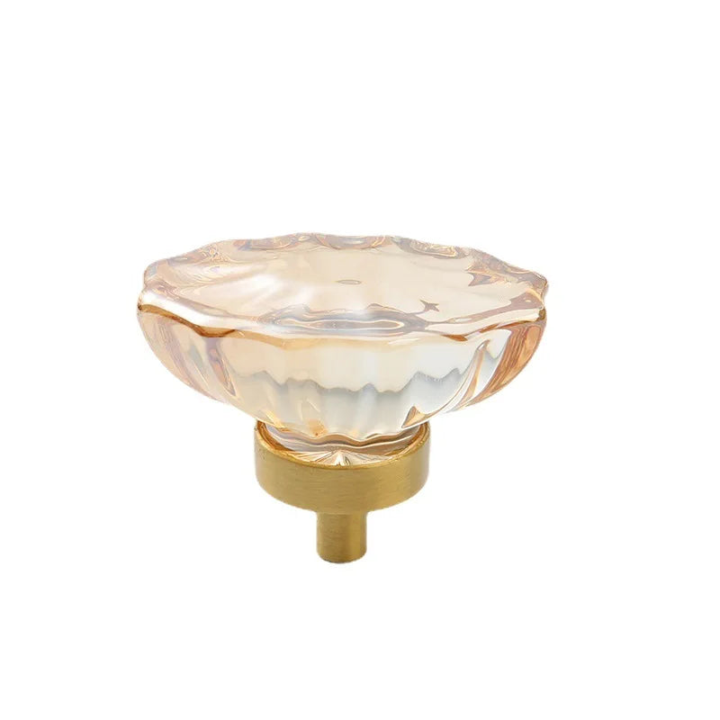 Brass Crystal Cupboard Cabinet Handle Kitchen Drawer Knobs Light Luxury Furniture Hardware Transparent Handle Home Decoration