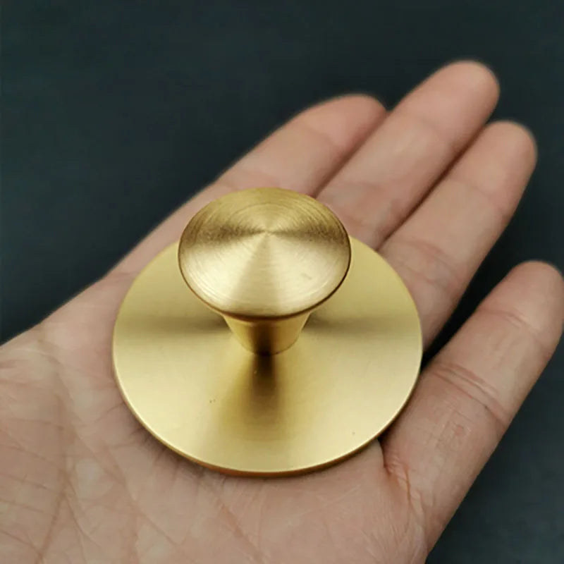 Single Hole Brass Knobs with Round Mat – Gold Cabinet and Drawer Pulls for Furniture (21mm/25mm)