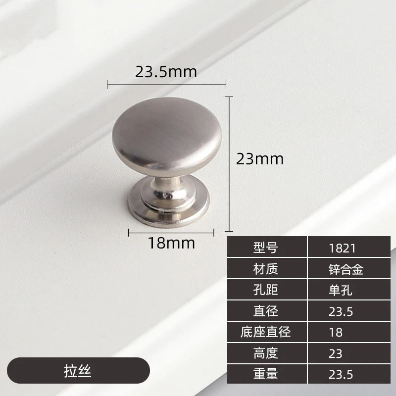 Modern Zinc Alloy Drawer Knobs - Single Hole Cabinet Handles for Dresser and Shoe Cabinets