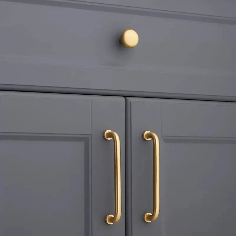 Solid Brass Cabinet Handles - Modern Golden Drawer Pulls for Dresser, Wardrobe, and Kitchen Cupboards