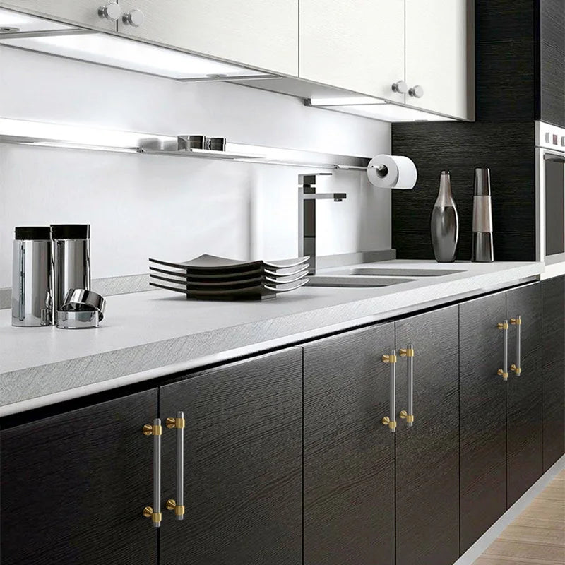 Nickel-Plated Brass Cabinet Handles – Gold and Matte Silver T-Bar Pulls for Wardrobes and Drawers